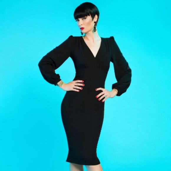 Rachel Dress in Black Stretch Crepe by Traci Lords 3X - Picture 1 of 7